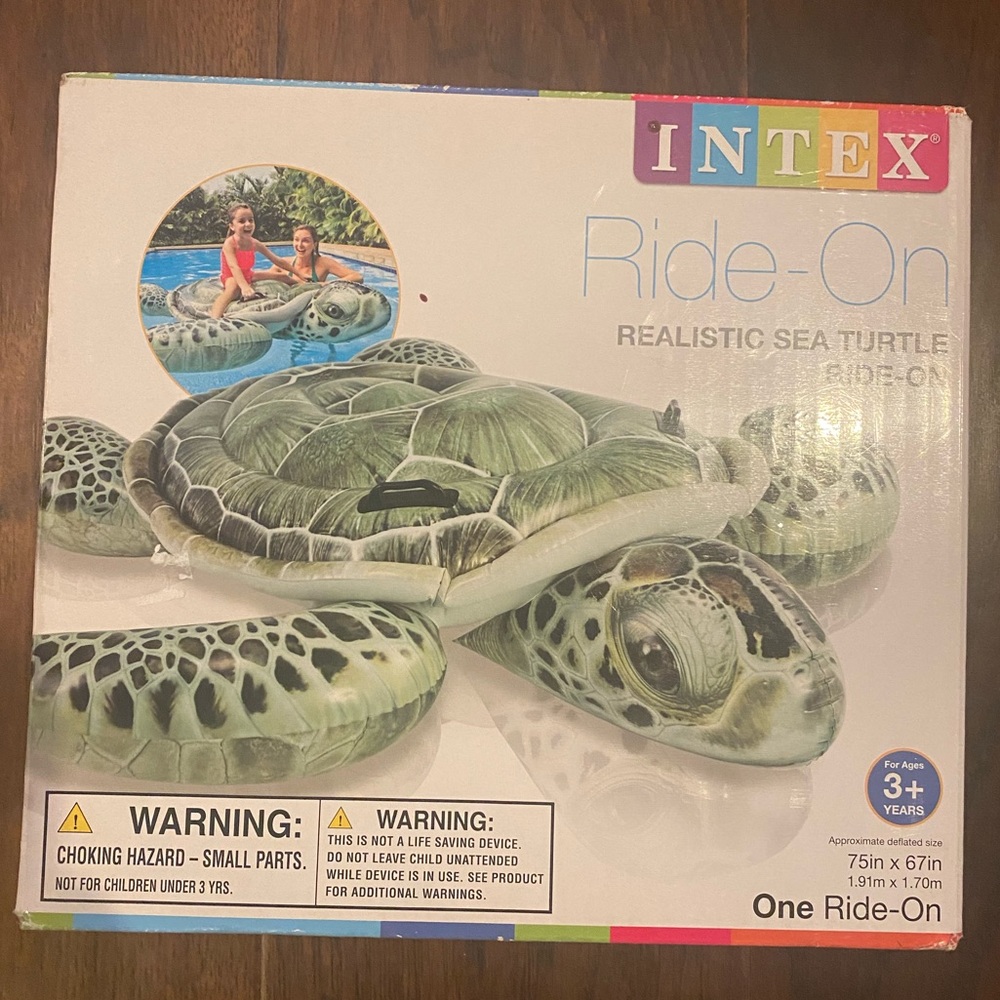 NIB Intex 6' Sea Turtle 🐢 Ride-On Inflatable Pool Float - Floral Print - Picture 2 of 7